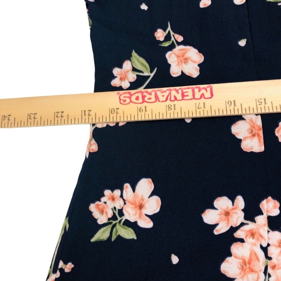 Jessica Howard Size 16 Maxi Dress Navy Blue Summer Floral Button Front - Picture 10 of 13